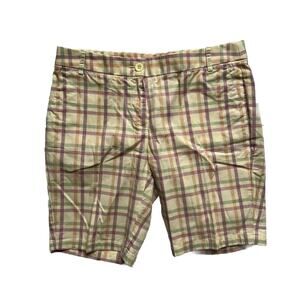 Oxford Golf Shorts, Womens Plaid Button & Zip, Bermuda, Pockets, Size 6